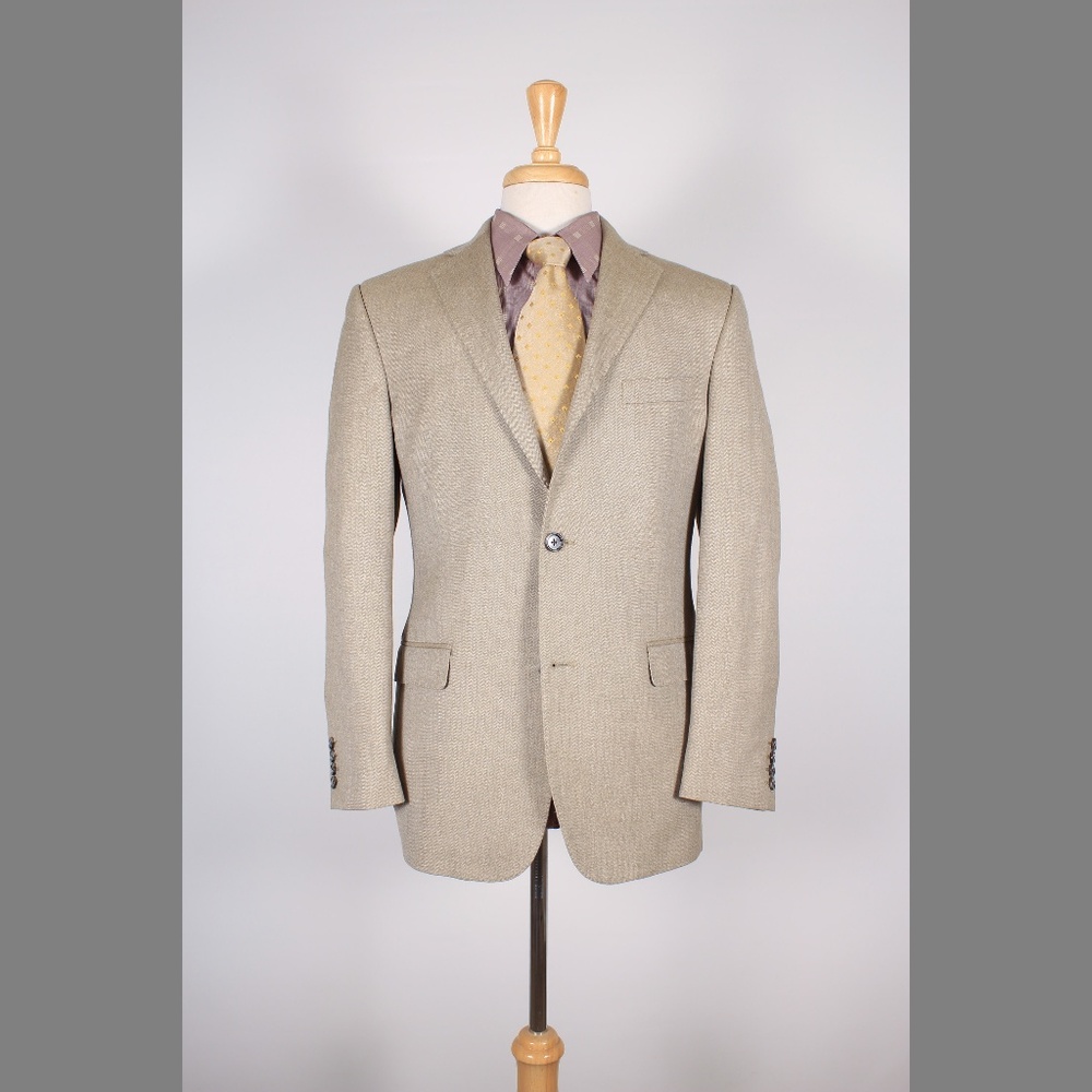 Saks Fifth Avenue 40R Beige Silk 2B Sport Coat 65-H